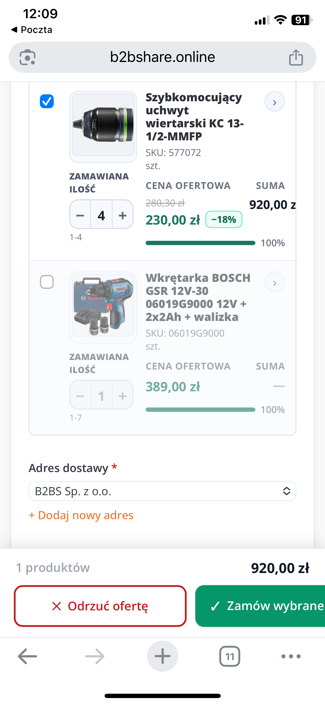Powiadomienie o nowej ofercie na telefonie klienta