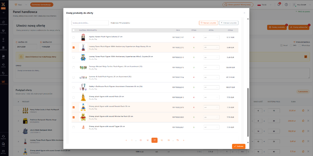 Panel platformy B2BS — generator ofert